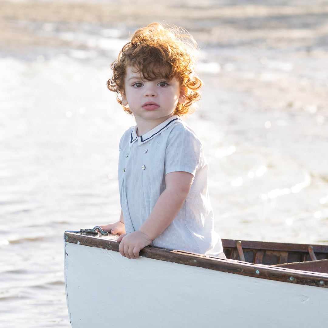 Light Blue Sailor Boys Romper