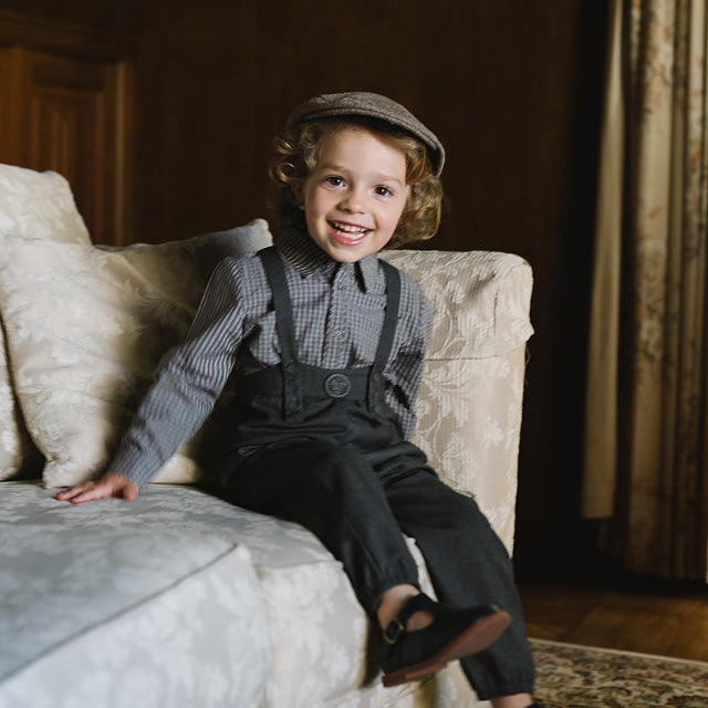 Mid Grey Plaid Edition Boys Long Romper