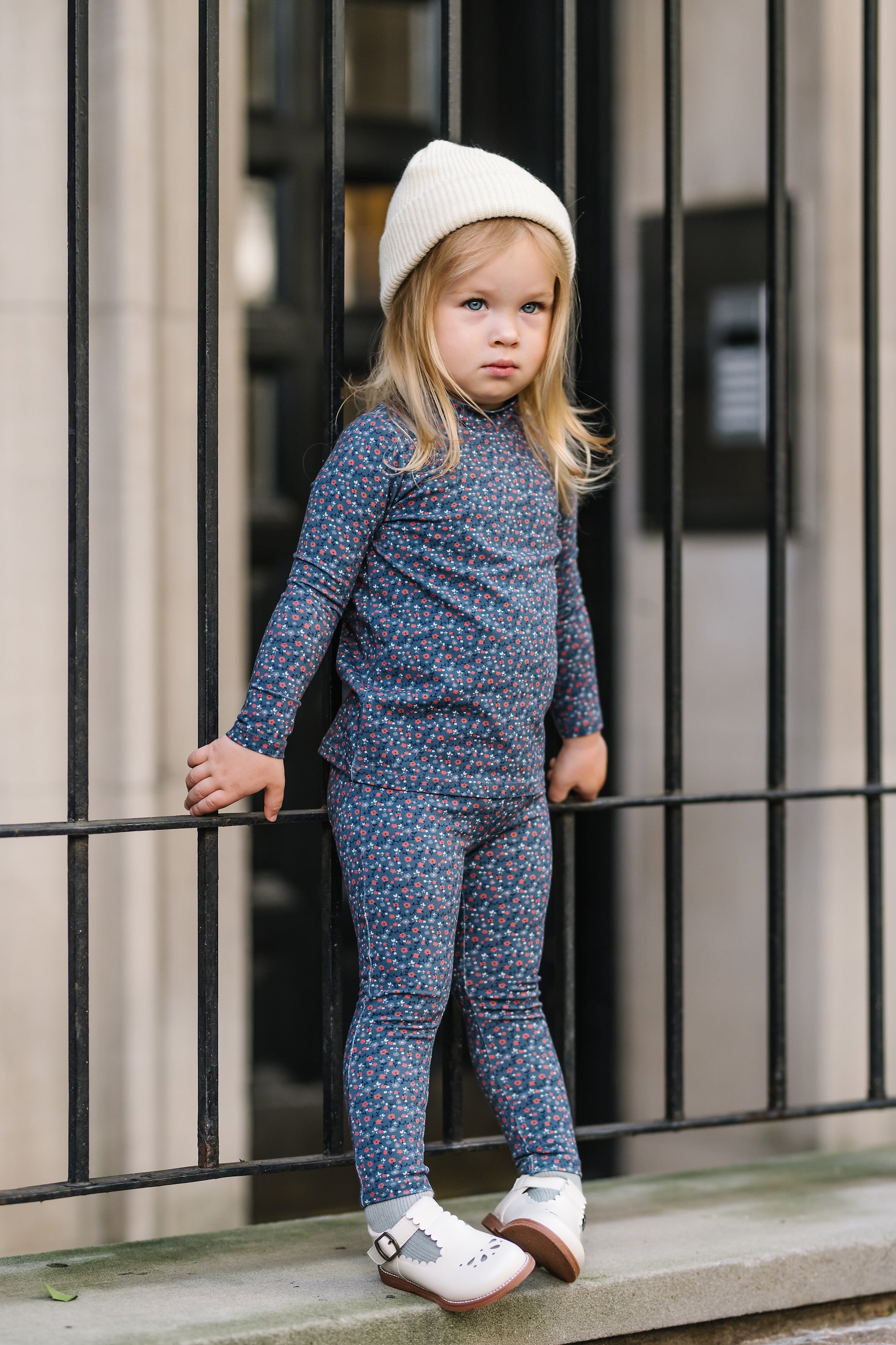 Off Blue Floral Baby Set