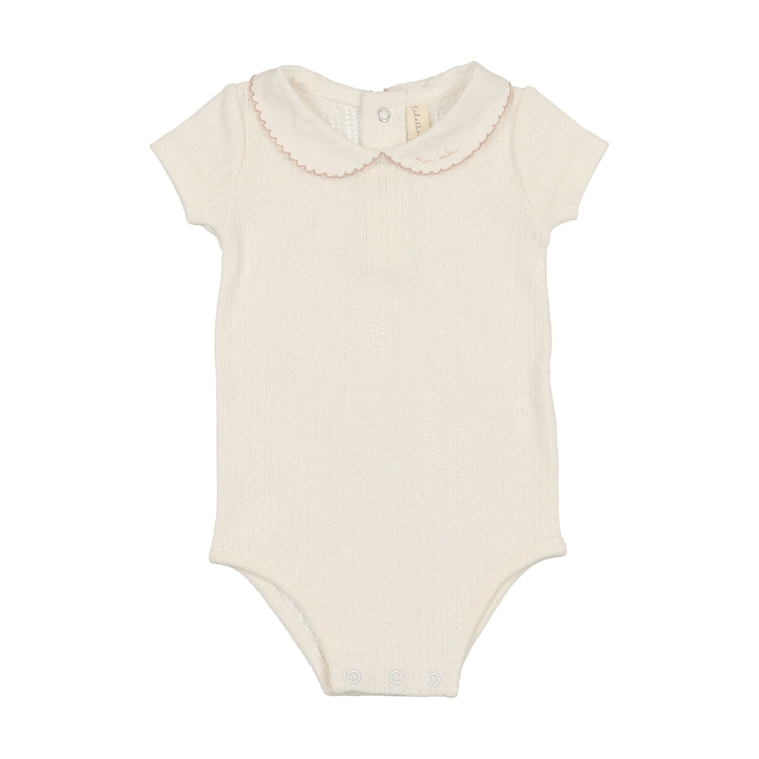 Winter White/ Blush Edged Collar Onesie