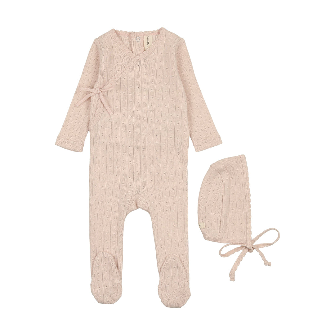Shell Pink Fine Pointelle Footie Set