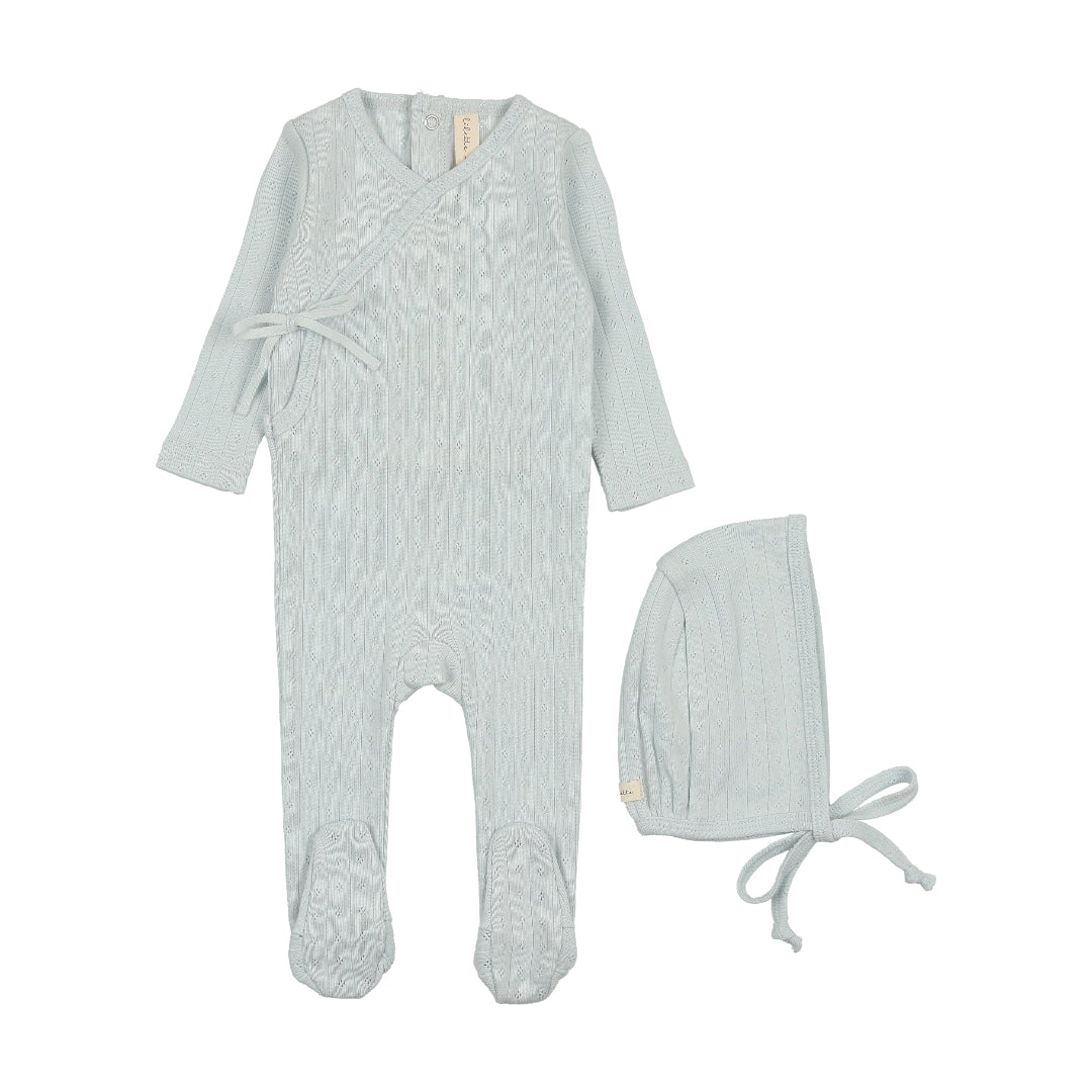 Sky Blue Fine Pointelle Footie Set