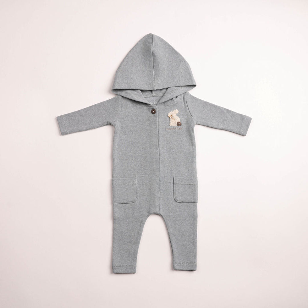 Santorini Blue Fuzzy Bunny Hooded Romper