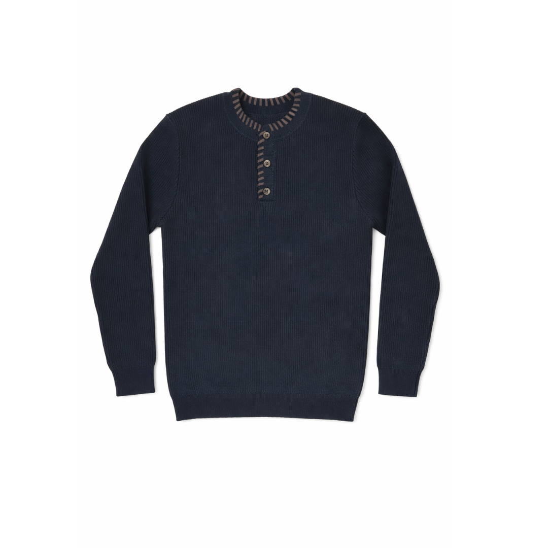 Navy Ford Rib Knit Sweater