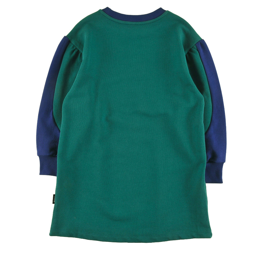 Green/ Navy Dress, Loose Fit, Puff Sleeve