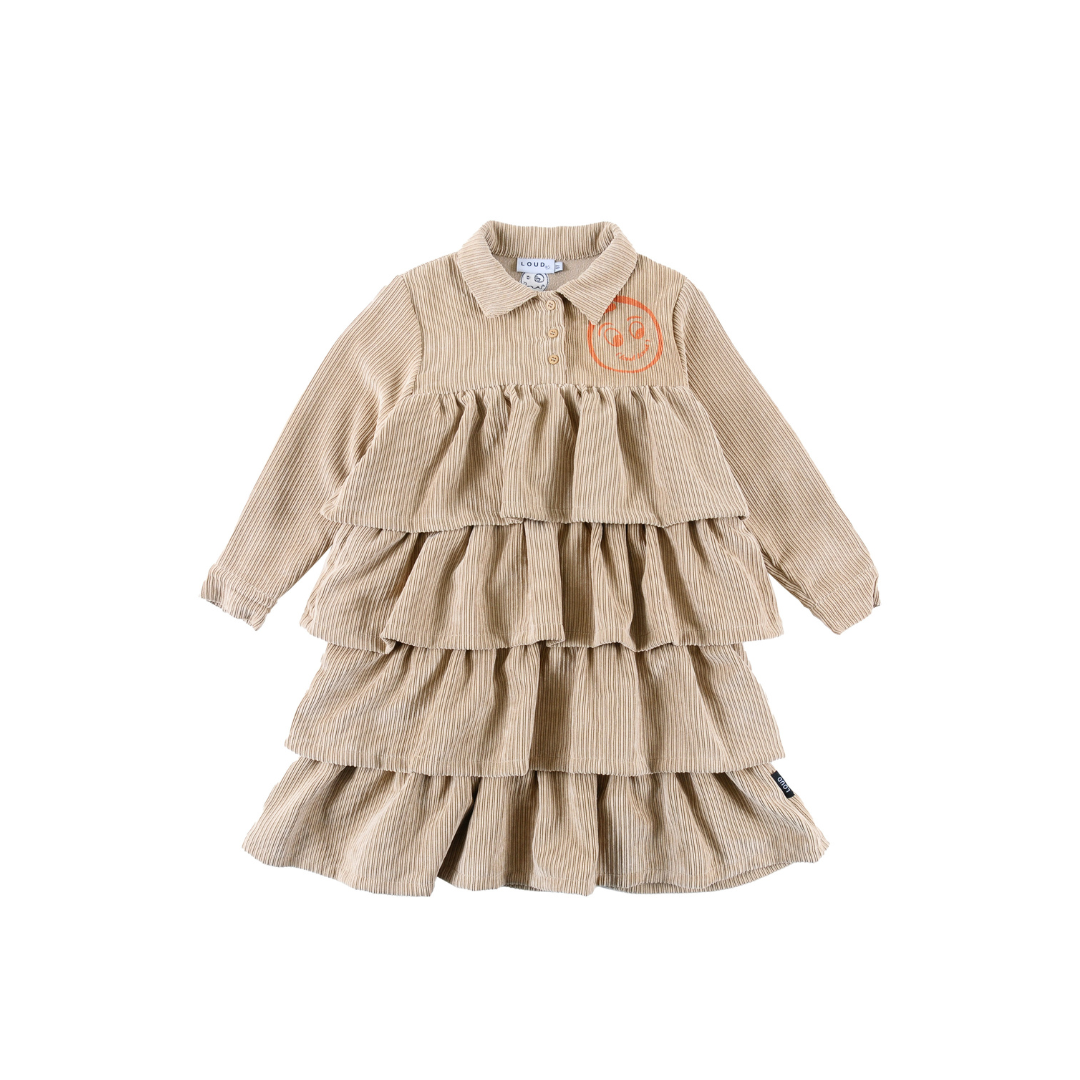 Tan/Burnt Orange Daffodil Panelled Dress
