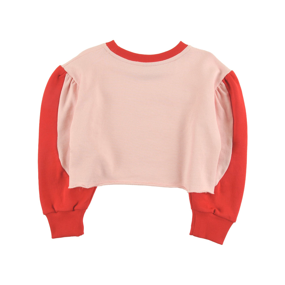 Orchid Pink/ Red Sweatshirt, Crop, Loose Fit
