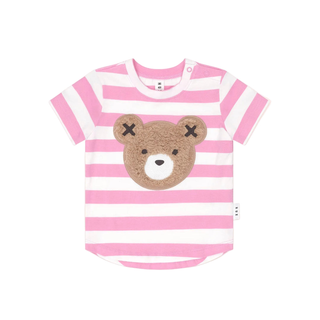 Strawberry/ Almond Milk Furry Huxbear Stripe Tee