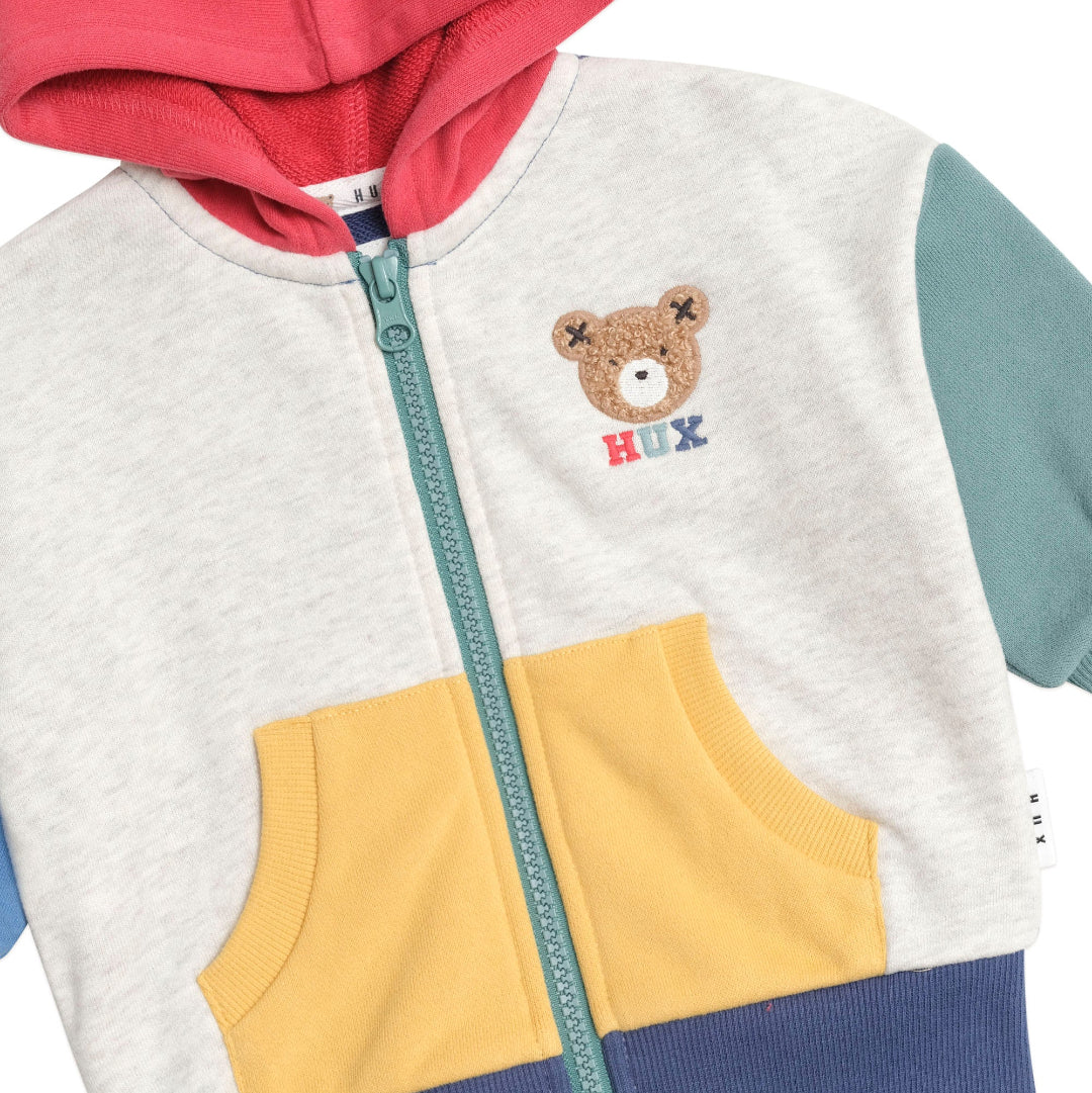 Colour Block Huxbear Zip Up Hoodie