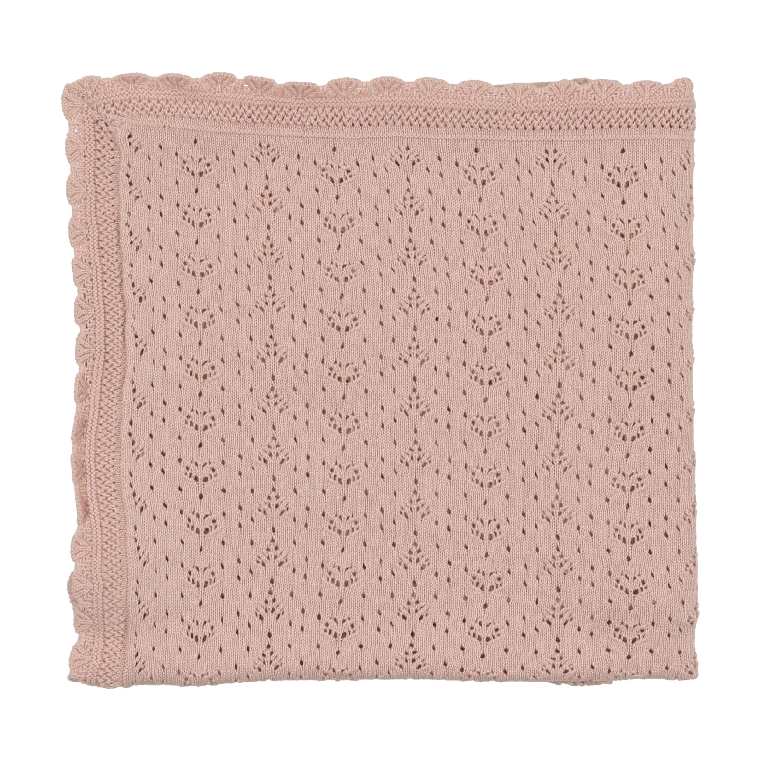 Pink Heart Open Knit Blanket