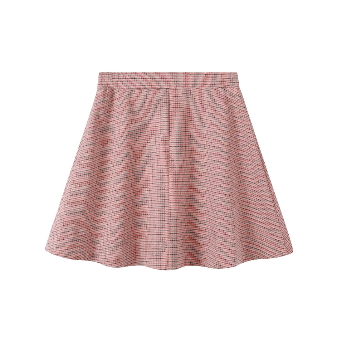 Houndstooth Skirt & Collar Sweater Set