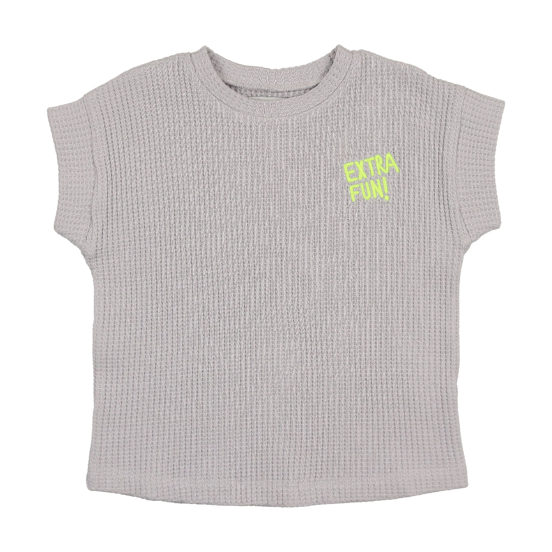 Blue/ Grey Denim Boys Boxy Waffle Tee
