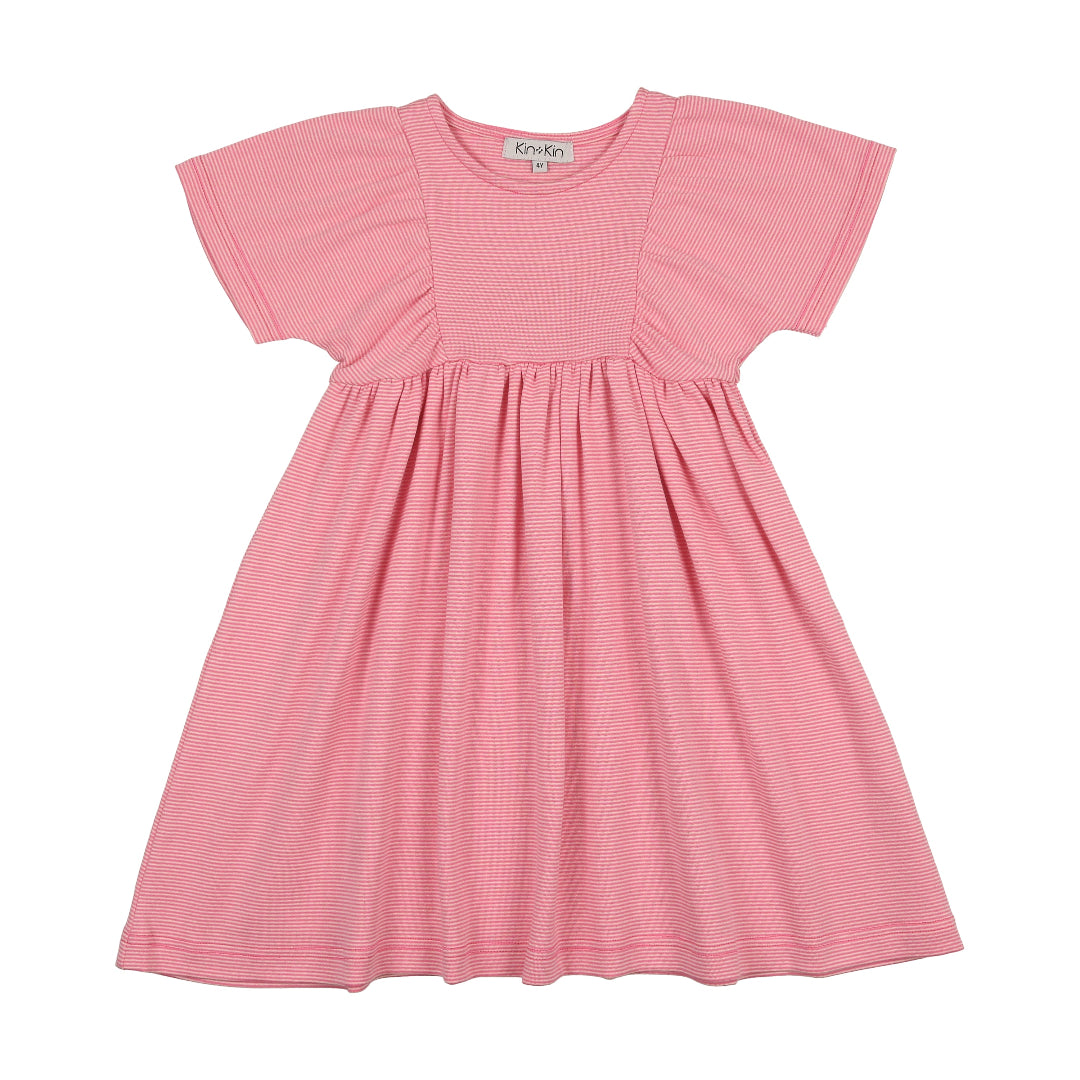 Hot Pink Striped Short Sleeve Dress