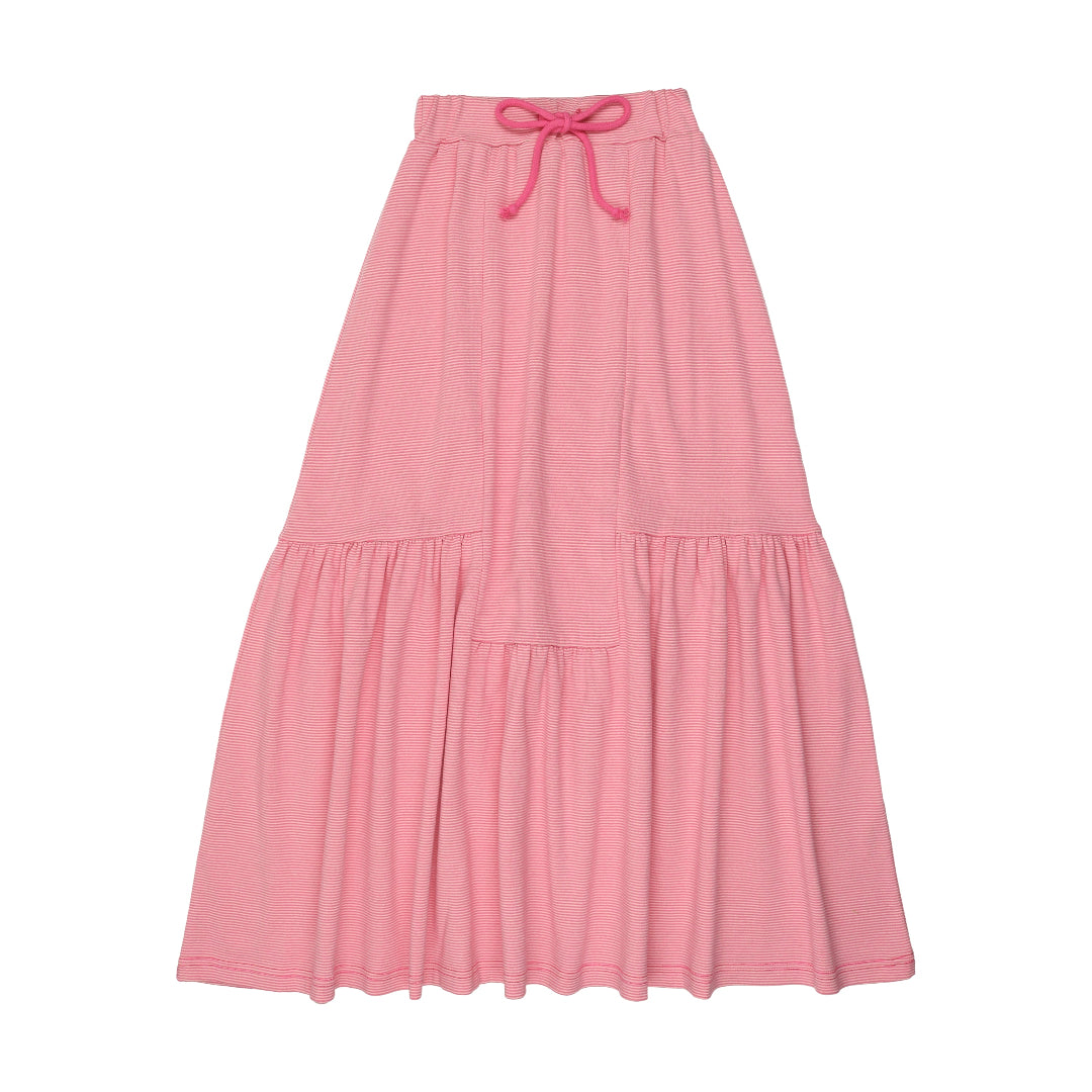 Hot Pink Striped Midi Skirt