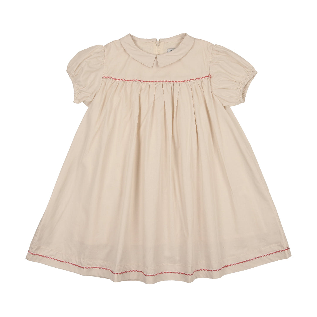 Natural Peter Pan Collar Short Sleeve Dress