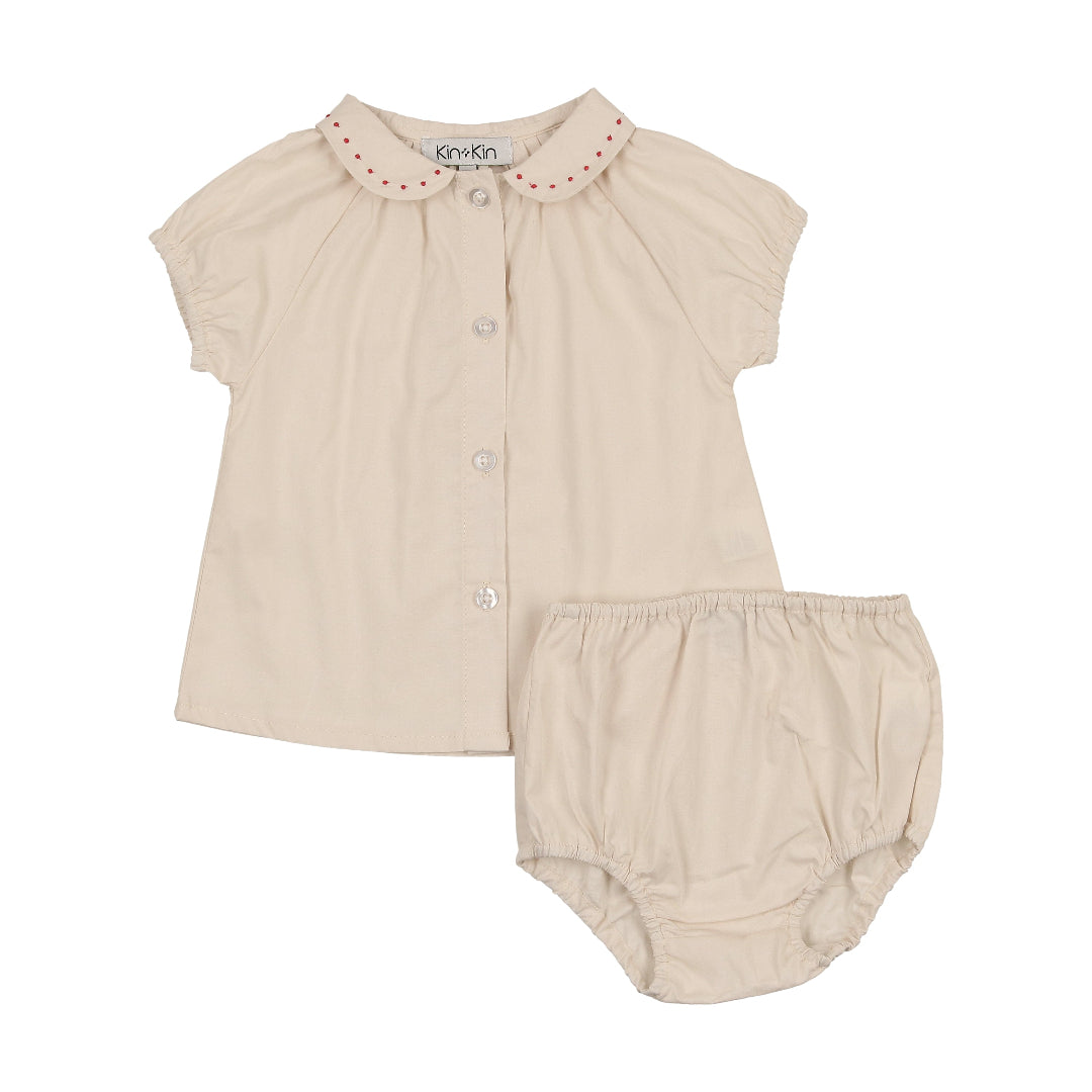 Natural Girls Peter Pan Collar Shirt & Bloomer Set