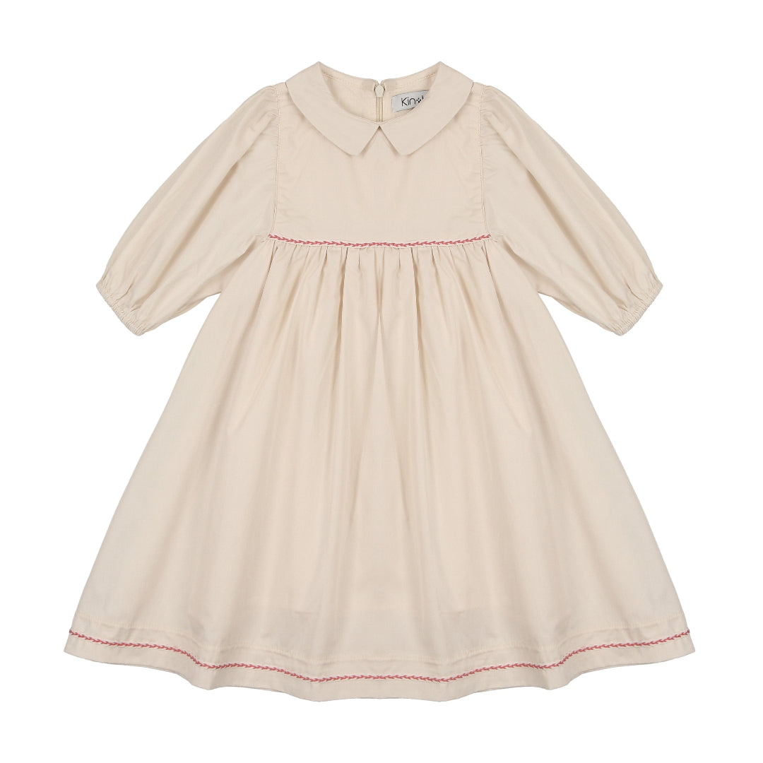 Natural Peter Pan Collar Long Sleeve Dress