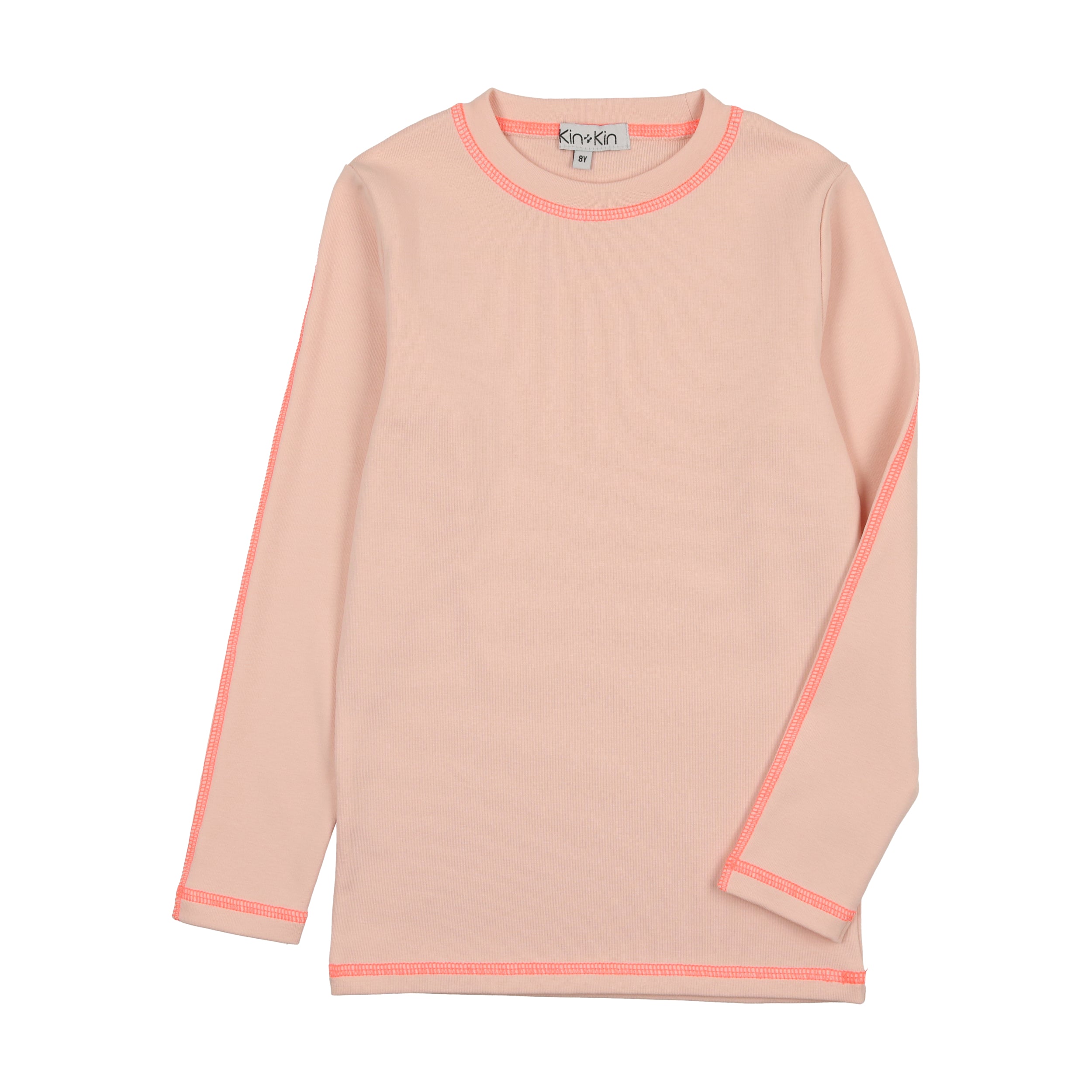 Pink & Hot Pink Thread Ribbed Long Sleeve T-Shirt