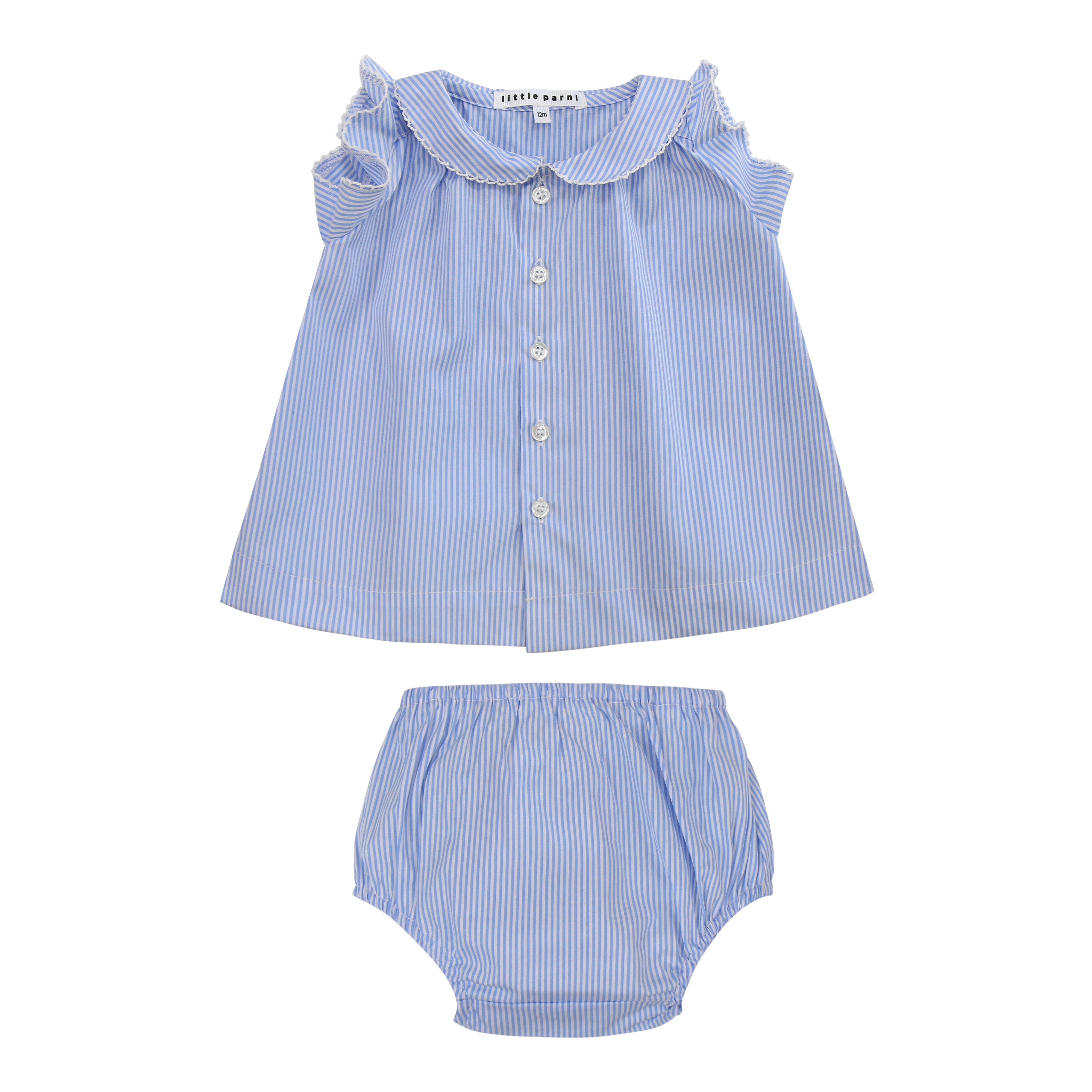 Blue Stripe Baby Ruffle Set