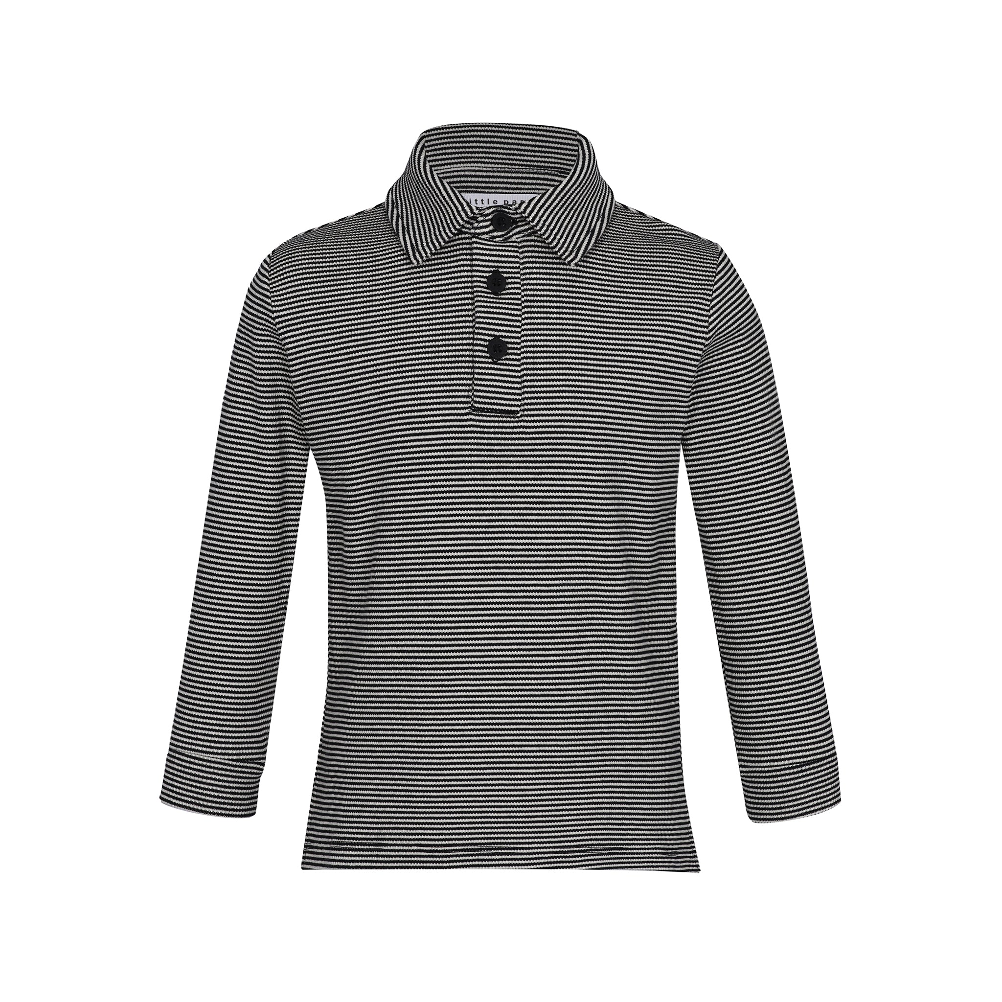 Black/Ivory Stripe Boys Collar Tshirt