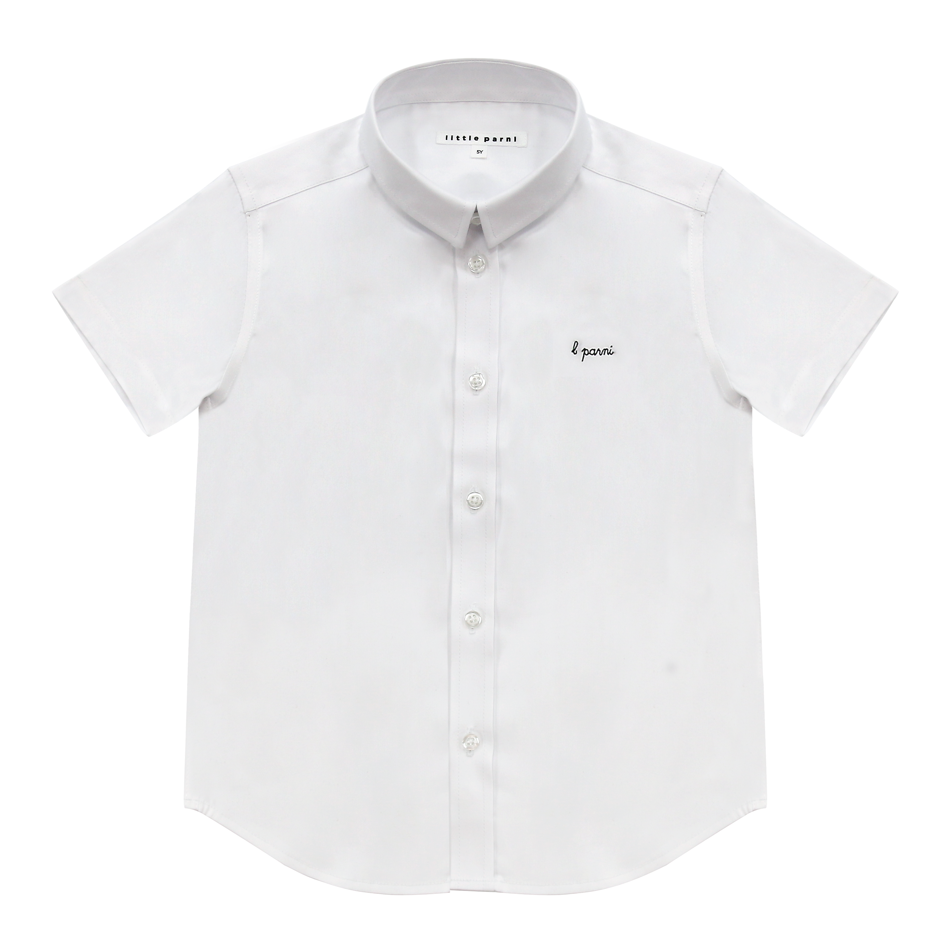 White/Black Logo Boys Short Sleeve Shirt