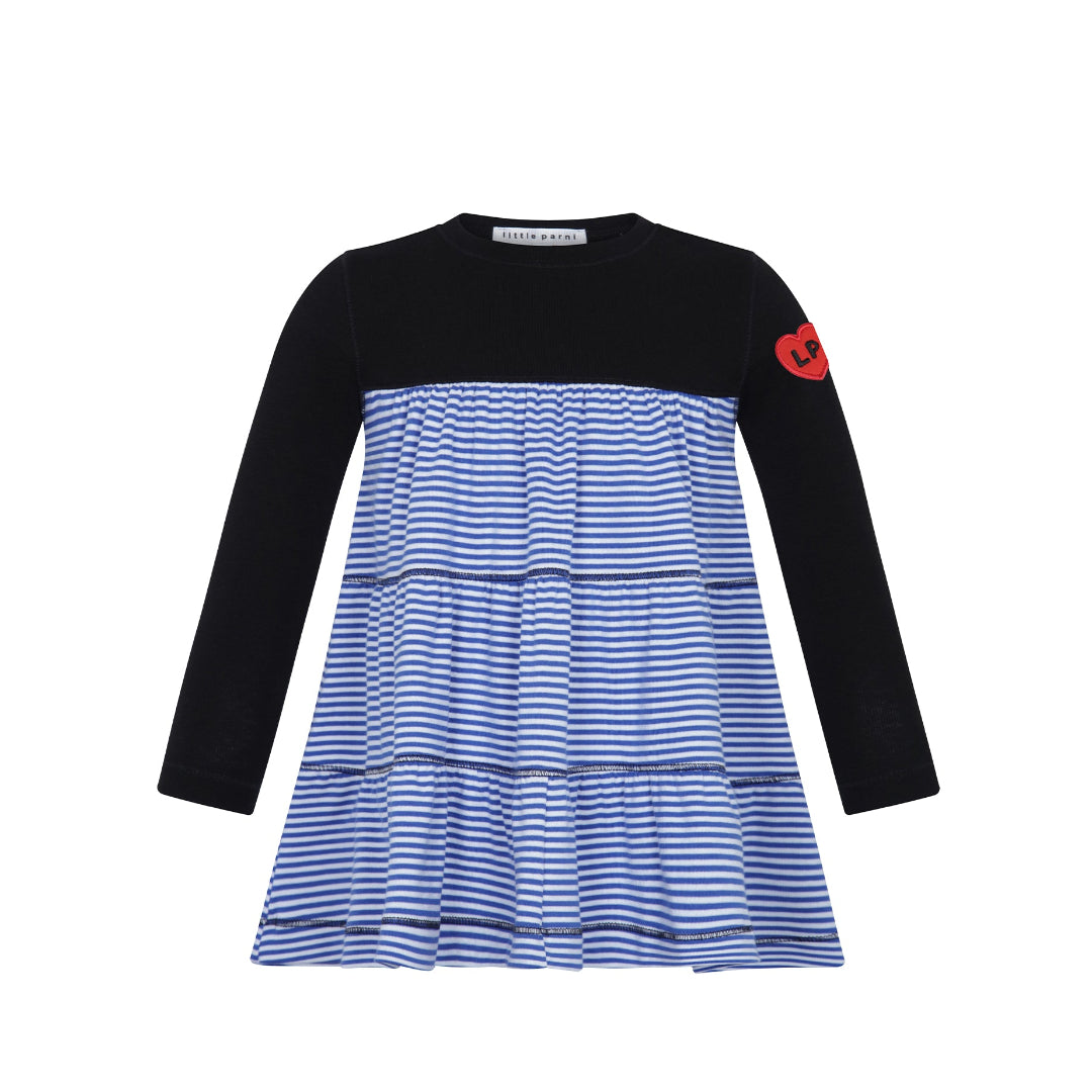Royal Blue/ White Heart Play Long Sleeve Dress