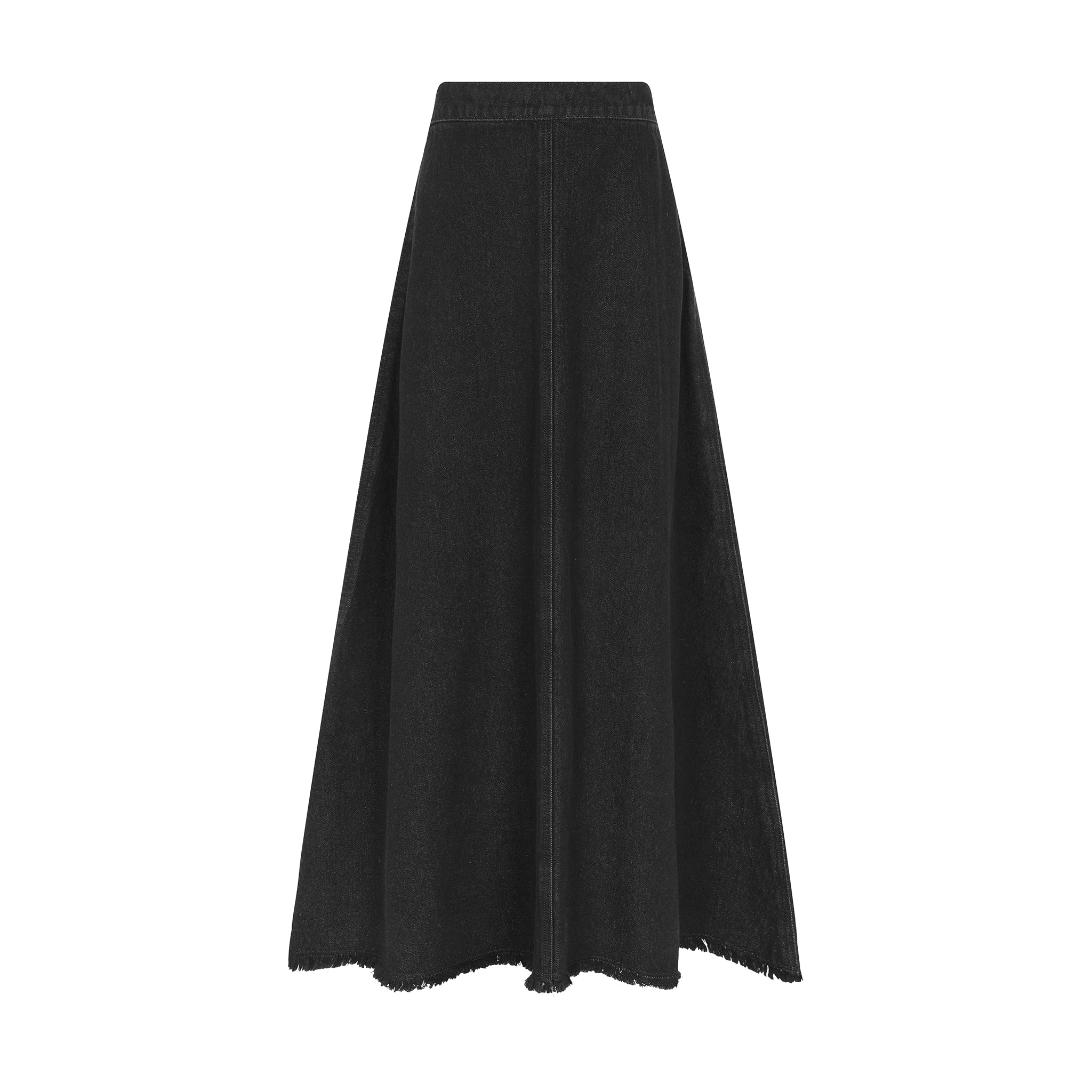 Black Denim Frayed Hem Teen Denim Skirt