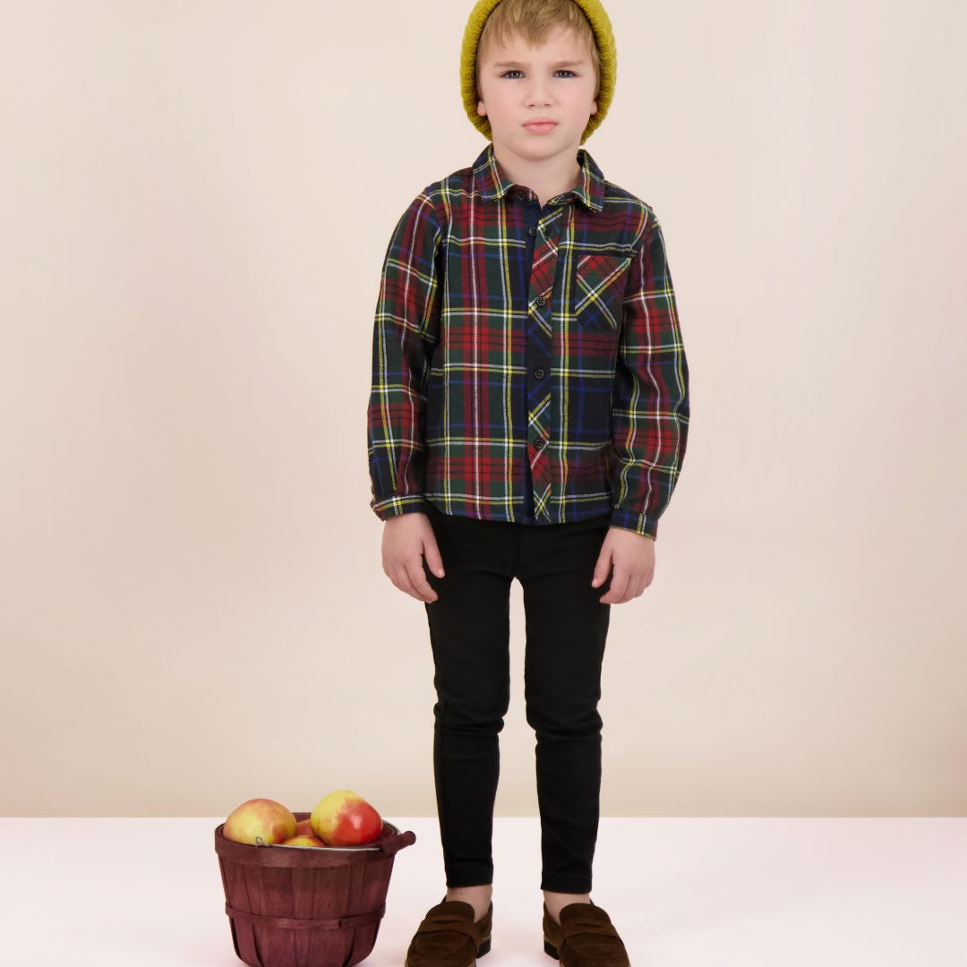 Navy Plaid Boys Shirt