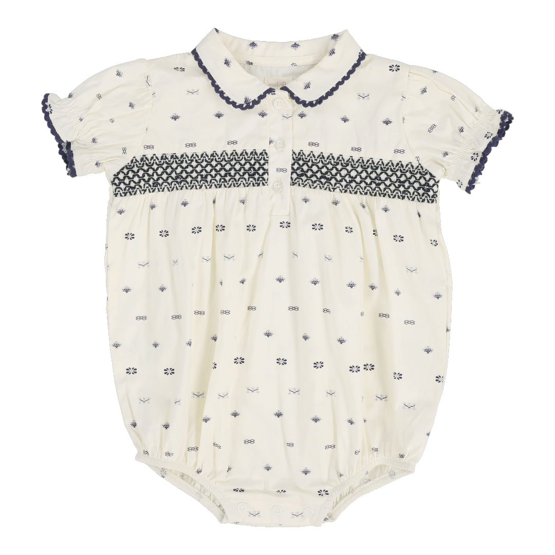 Cream Geometric Romper