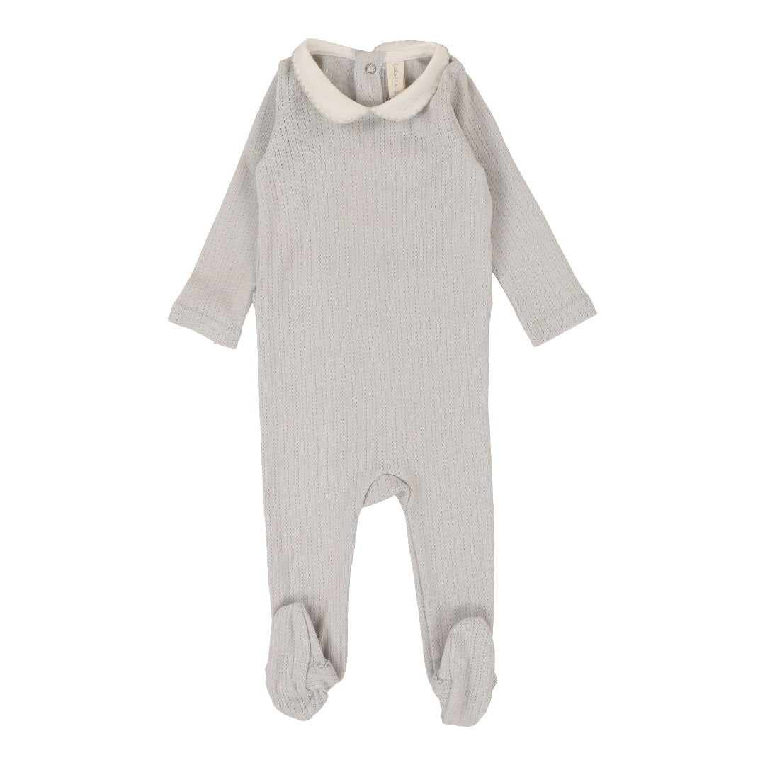 Light Blue Edged Collar Footie