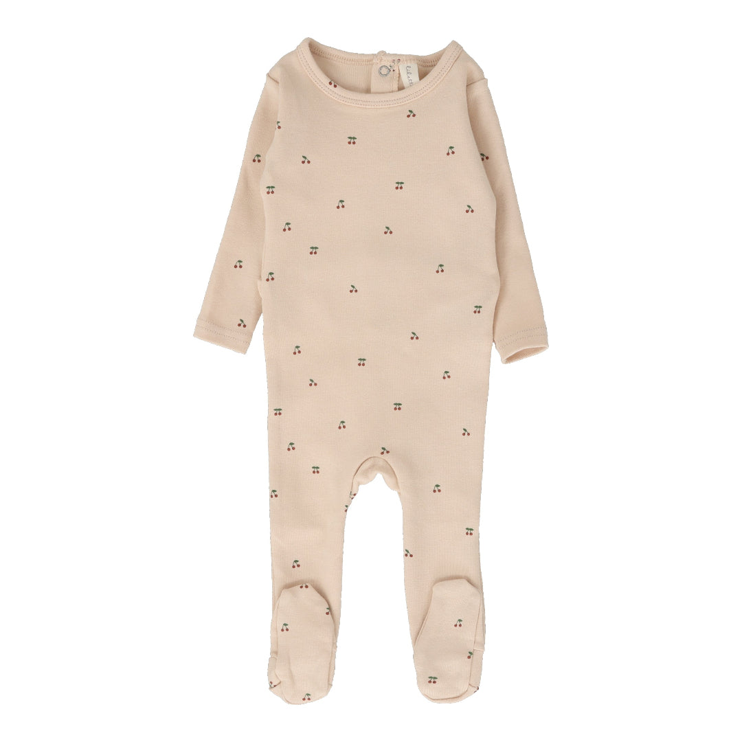 Pale Peach Scattered Cherry Footie