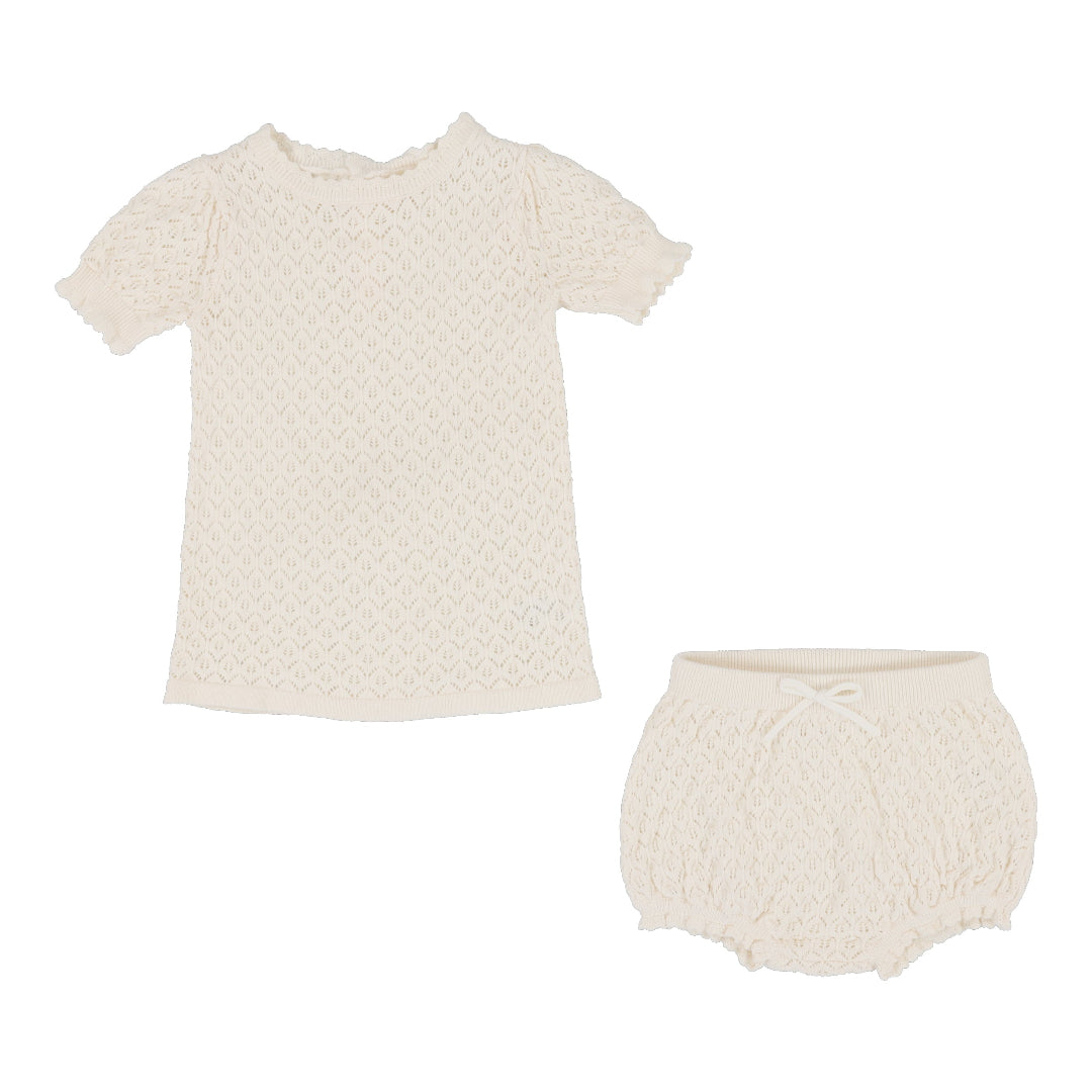 Natural Ivory Knit Girls Two Piece Set
