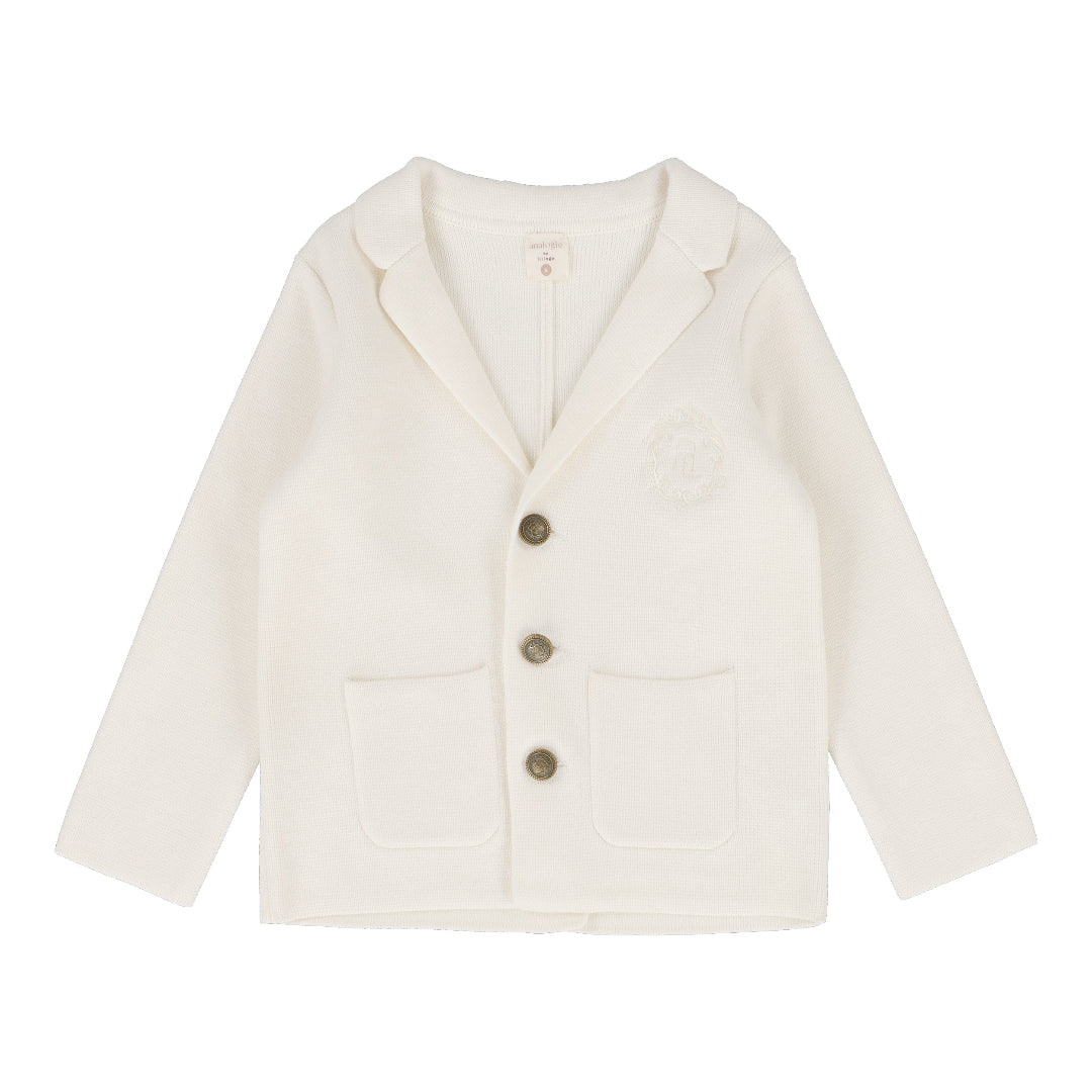 Cream Knit Crest Blazer