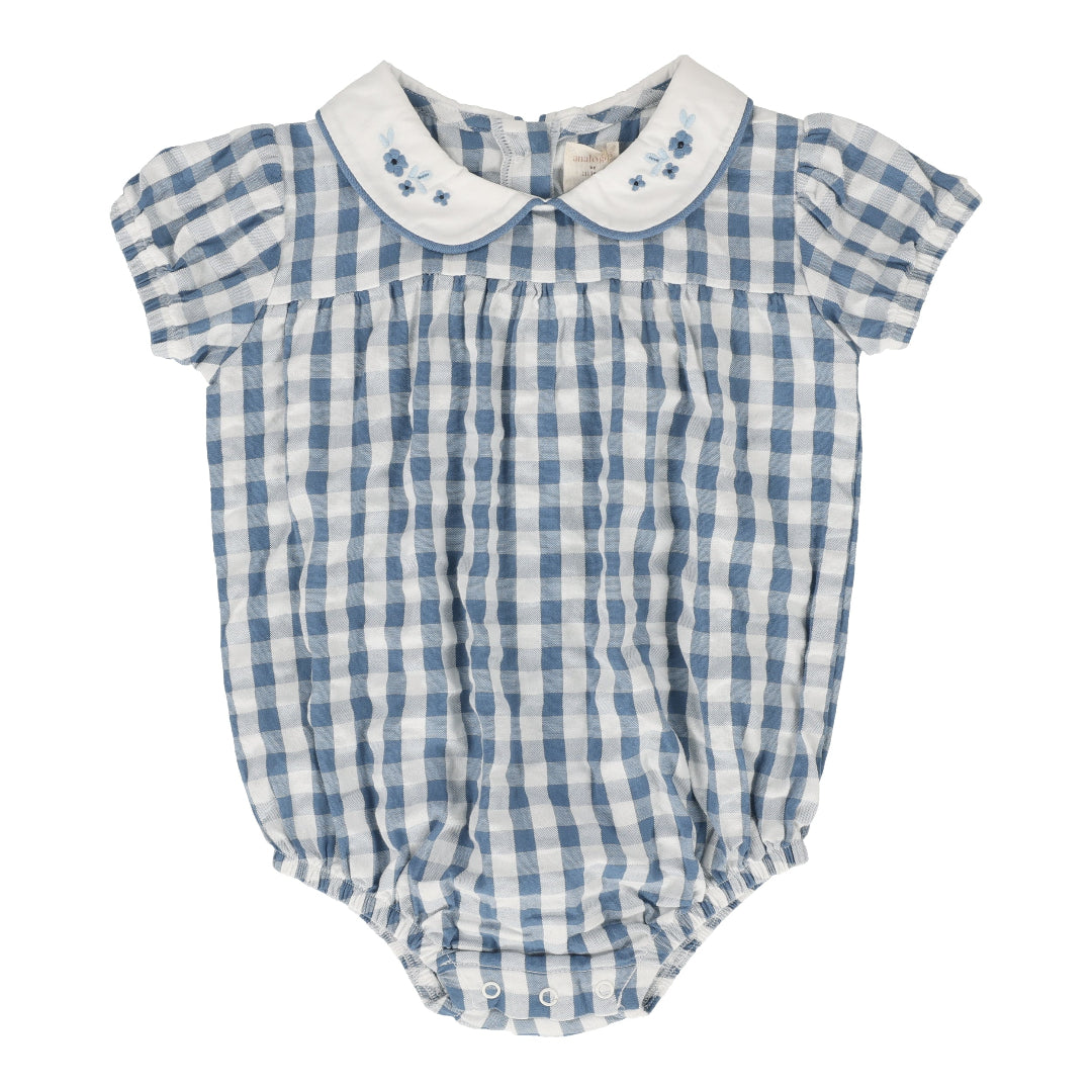 Bright Blue Gingham Romper