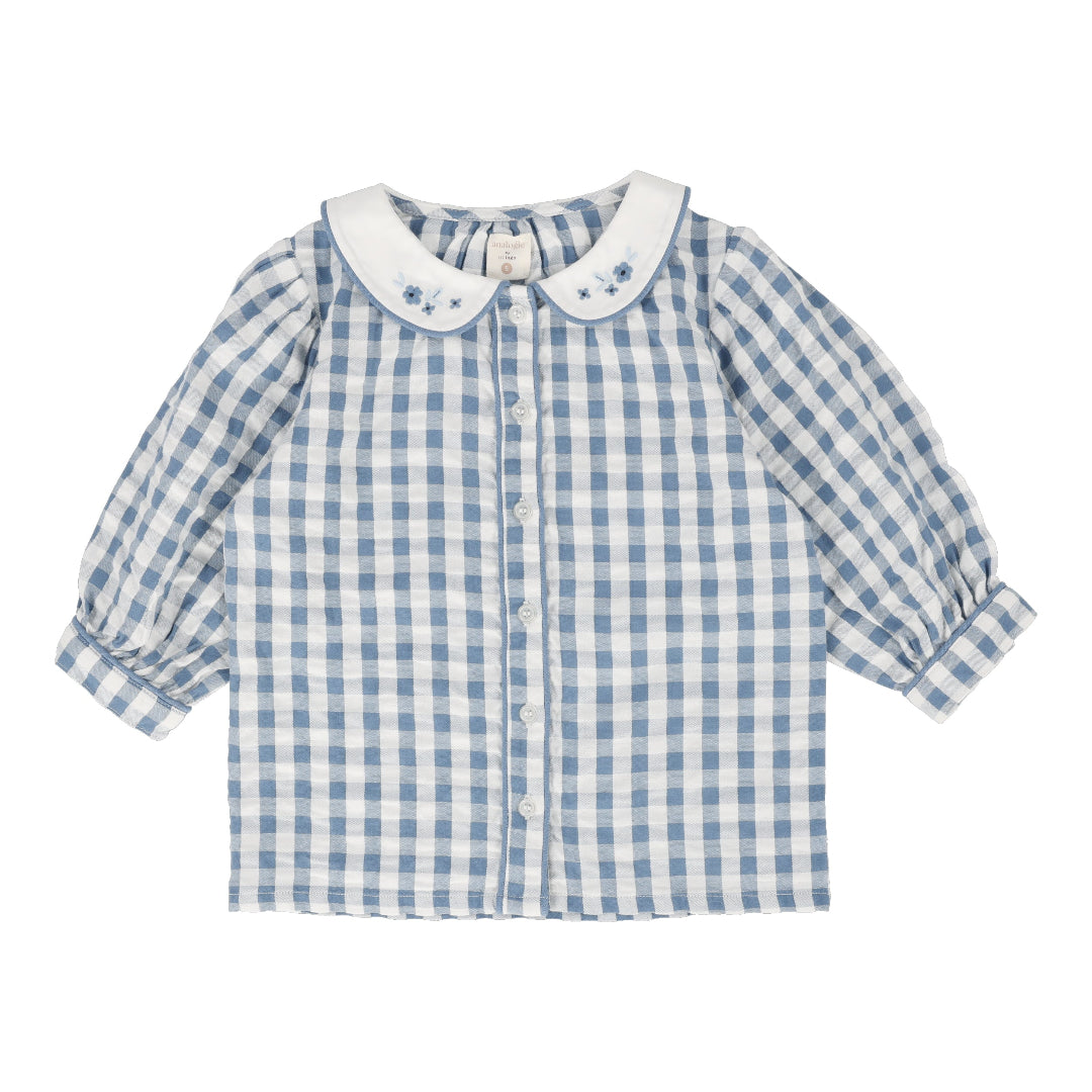 Bright Blue Gingham Girls Shirt