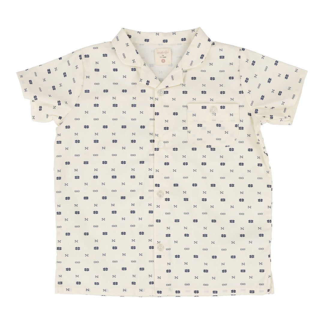 Cream Geometric Collar Shirt