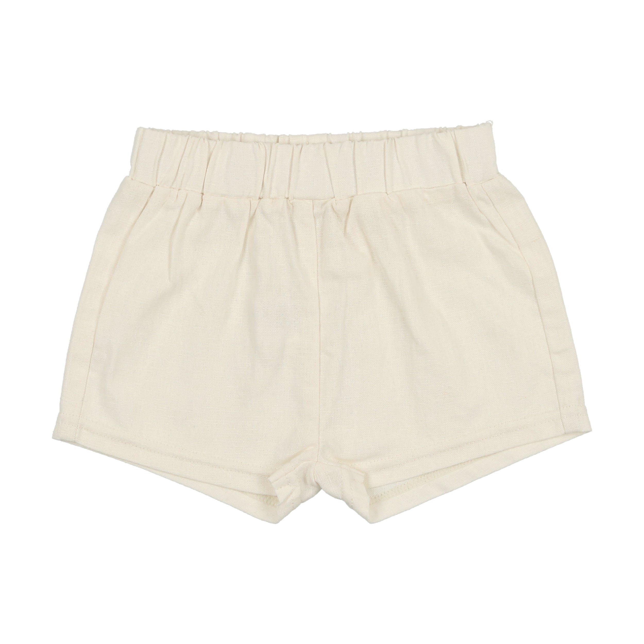 Cream Linen Pull-On Shorts