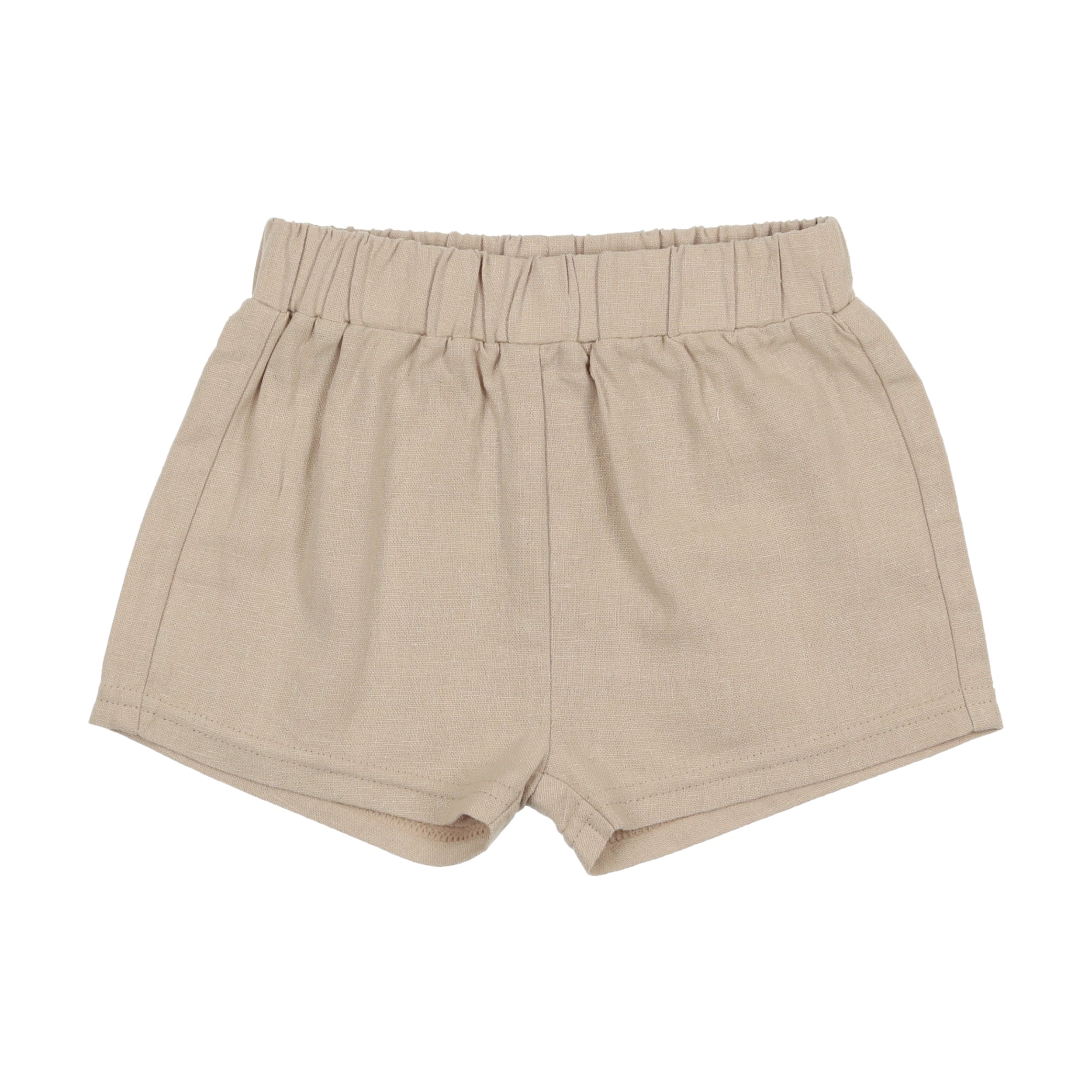 Taupe Linen Pull-On Shorts
