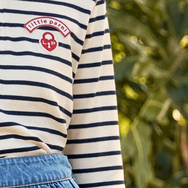 Navy/ Ivory Classic Striped Long Sleeve Tee