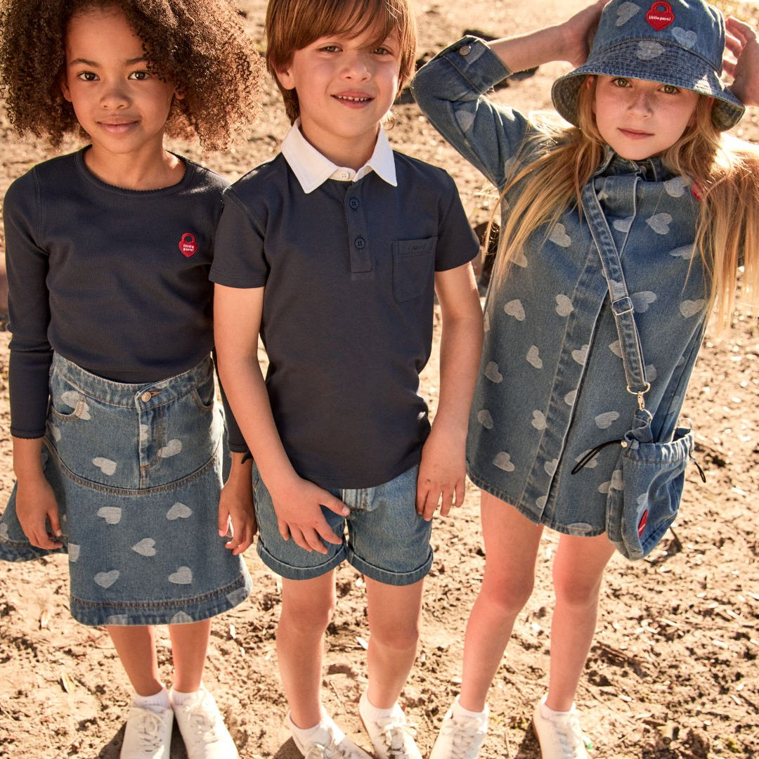 Heartprint Denim Shirtdress