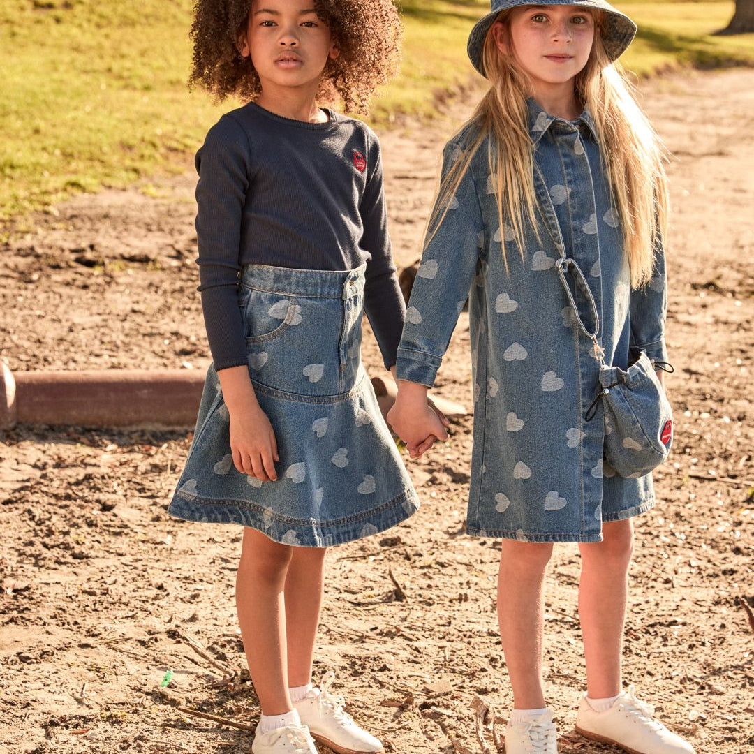 Heartprint Denim Shirtdress