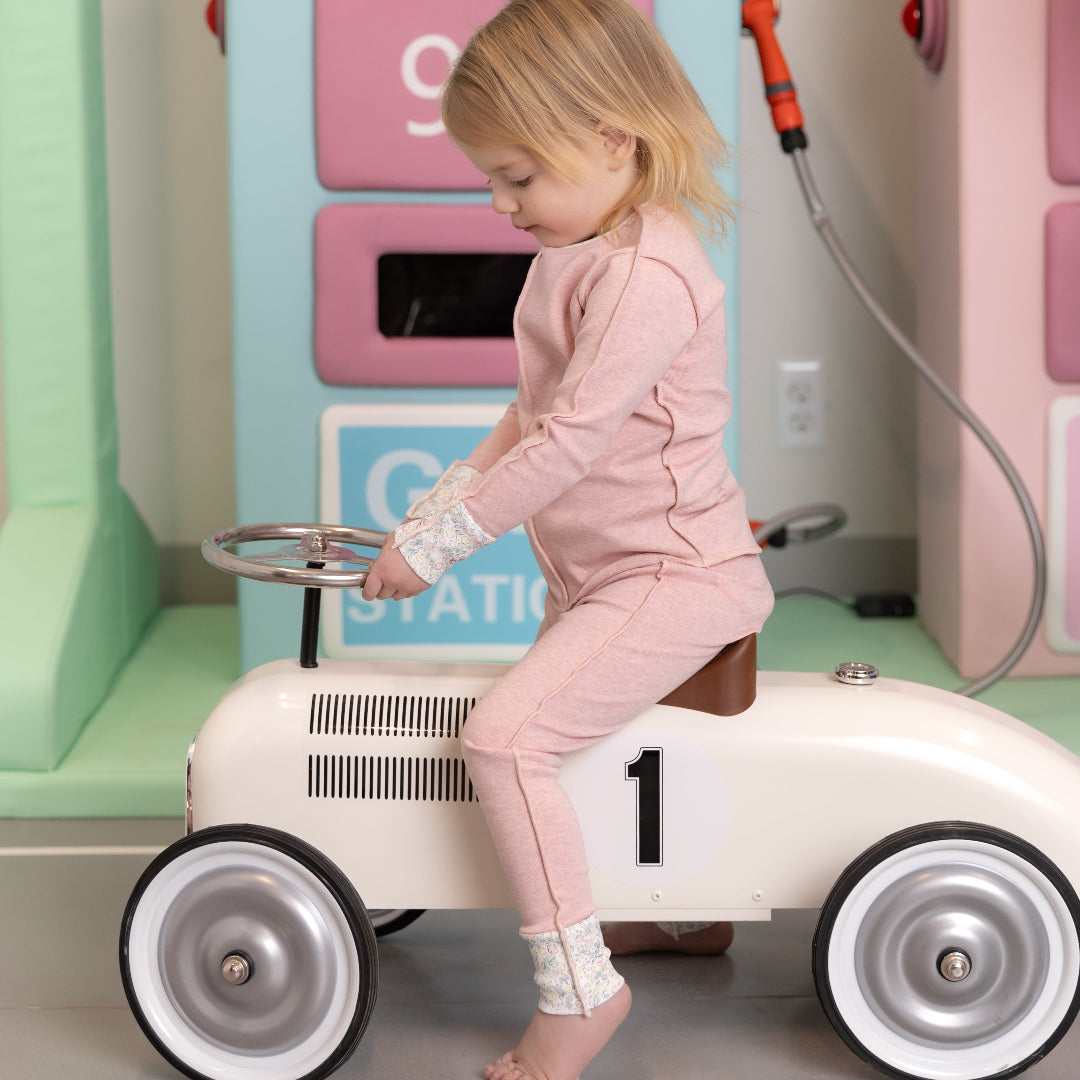 Heathered Pink Lemon Print Cuffs Loungewear