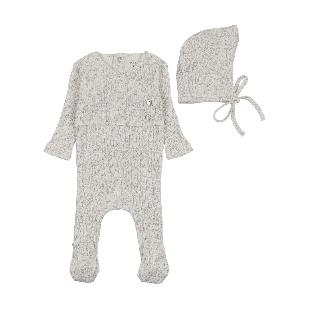 Boys Lemon Print Wrap Footie/Bonnet