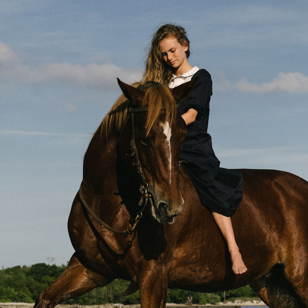 Navy 3/4 Sleeve Bib Maxi