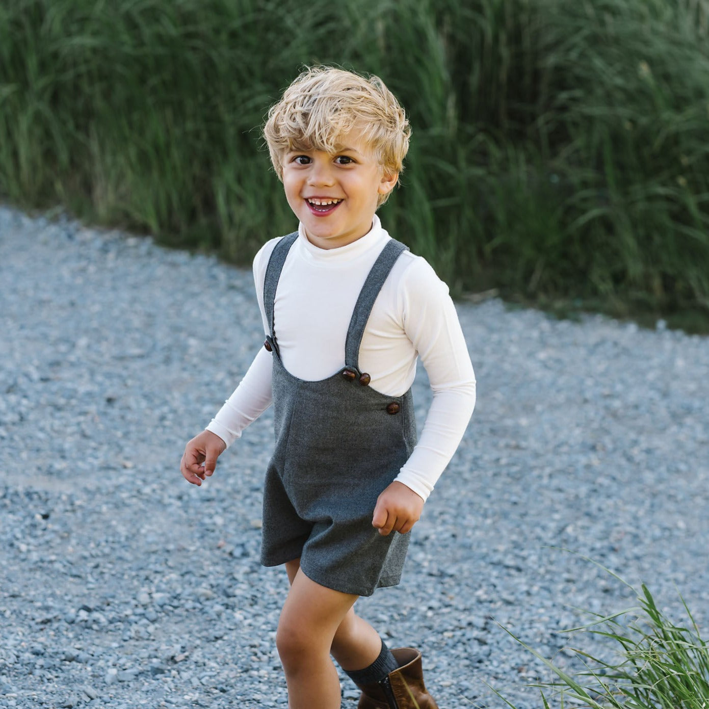 Grey Suspender Shorts