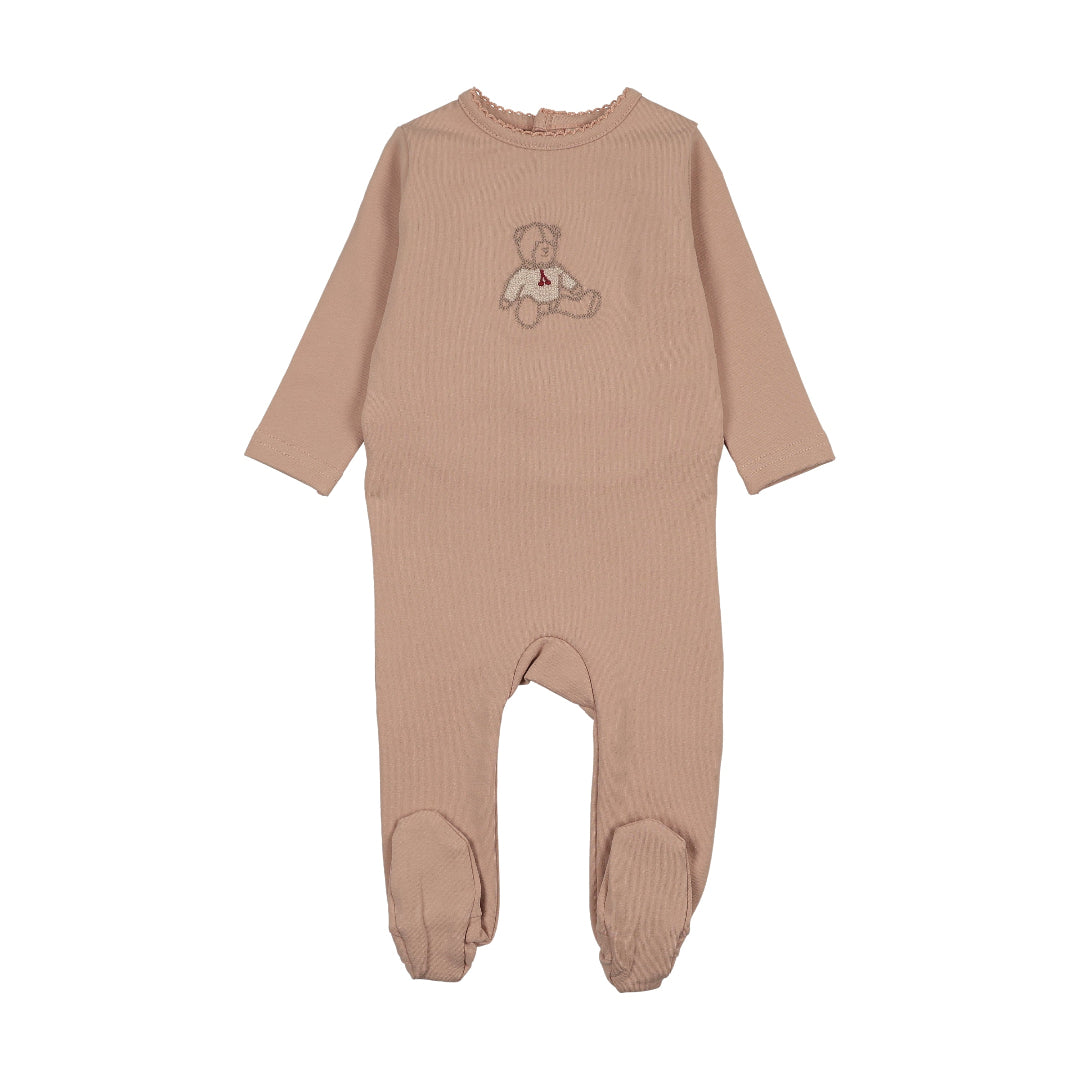 Dusty Pink Sweet Bear Footie