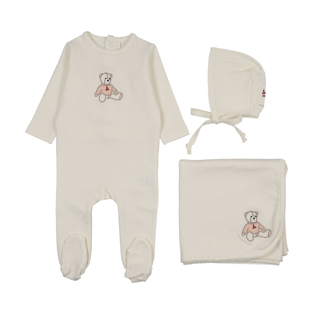 Cream/Pink Bear Layette Set