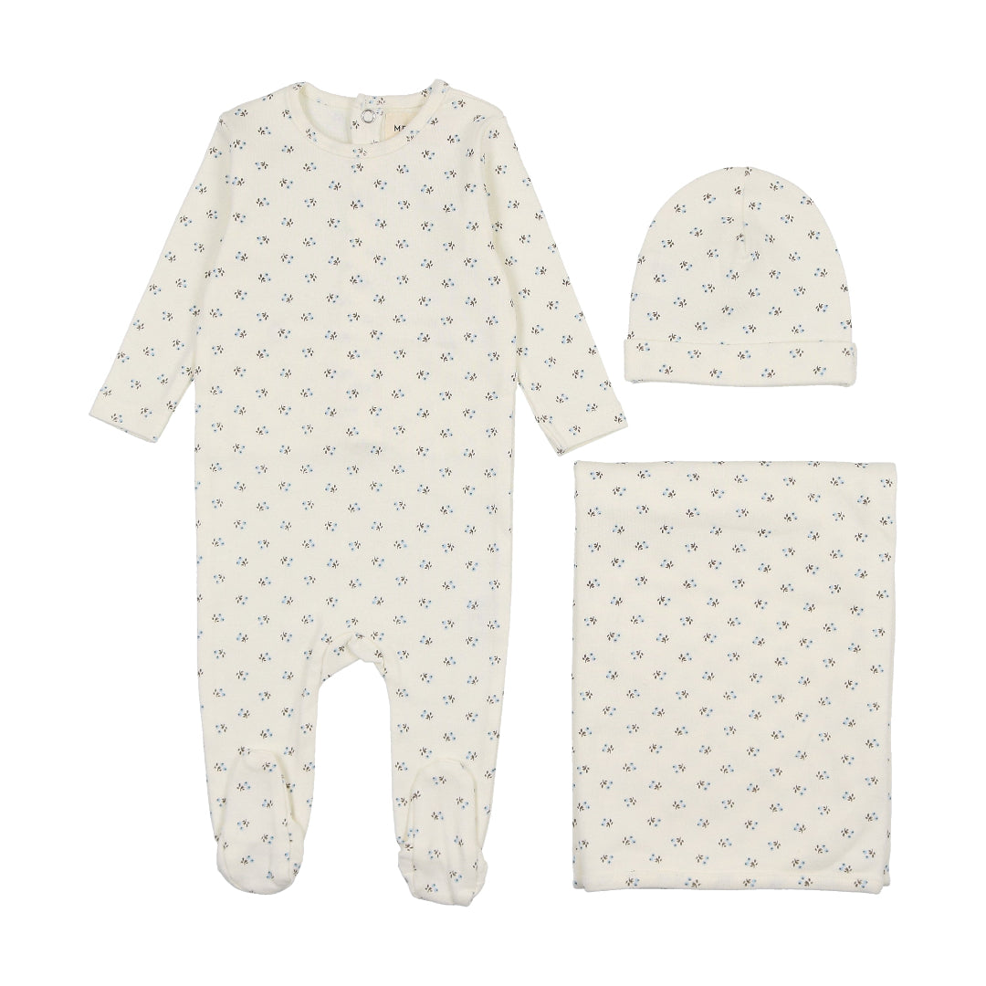 Blissful Blue Bud Print Three Piece Set