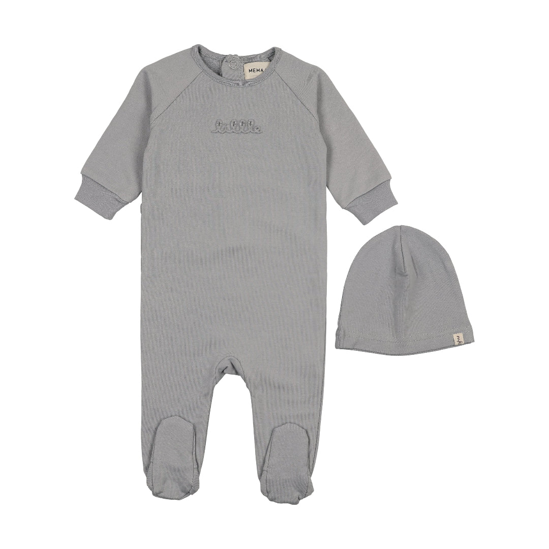 Windy Blue Embossed Sweatshirt Footie+Beanie