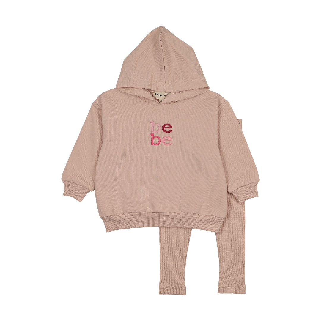 Pale Pink Hooded Sweatshirt Set